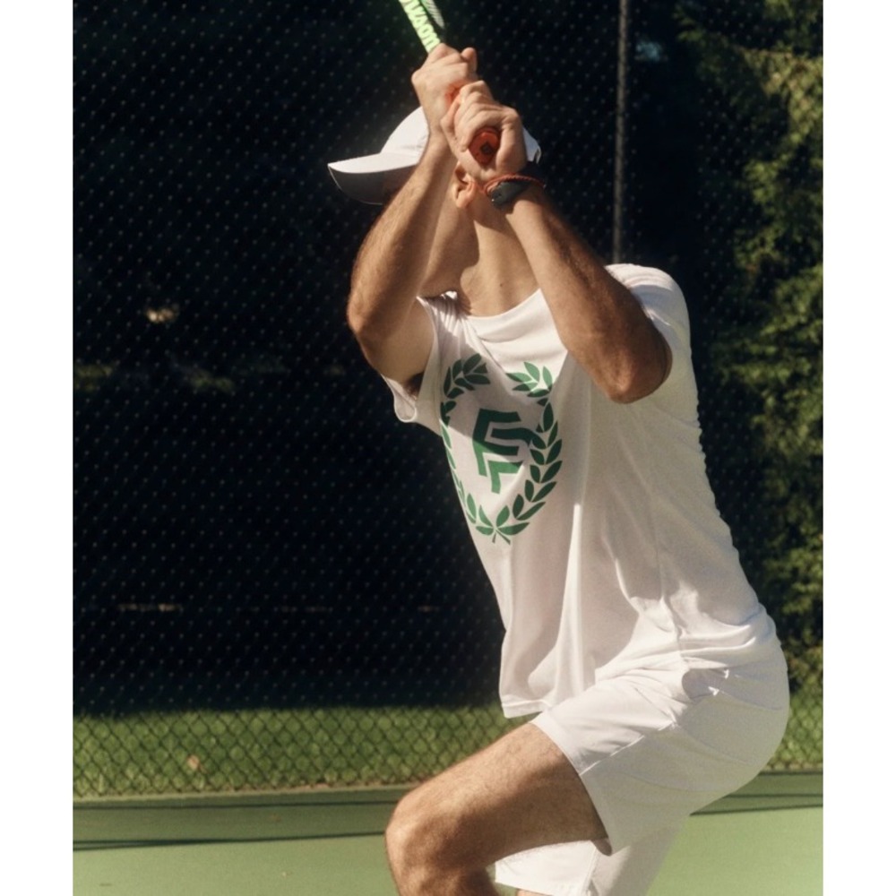 NEW Flint Park Mens Original Logo T Organic Cotton Tennis Tee White Size Large